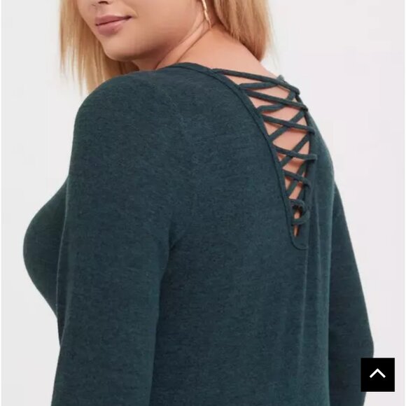 Torrid Curve Sweaters - Torrid lace-up back shark hem sweater